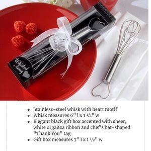 Heart whisk new in box w/ thank you tag, set of 4.